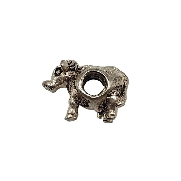 Sterling Silver Ox Cow Bead Charm For European Bracelets Necklace - Picture 1 of 4